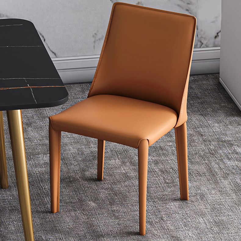Designer Style Hotel Leather Side Chair Matte Finish Solid Back Dining Chair Clearhalo ' kitchen&dining_furn' 'Dining Chairs' 'Dining Tables & Seating' 'dining_chair' 'furn' 'furn_dining_chair' 'Furniture' 'furniture_dining_chair' 'Kitchen & Dining Furniture' 'kitchen' 1200x1200_6d4d09ad-9824-4dc4-b087-085e4ddb960c