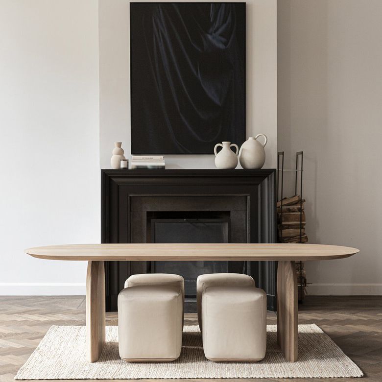 Oval Double Pedestal Minimalist Dining Table Wood Color Fixed Table with Pine Solid Wood Clearhalo ' dining_table' 'Dining Tables & Seating' 'Dining Tables' 'furn' 'furn_dining_table' 'Furniture' 'furniture_dining_table' 'Kitchen & Dining Furniture' 'kitchen&dining_furn' 'kitchen' 'kitchen_dining_table' 1200x1200_6d52d211-fb56-446b-aaea-2d4a77ba5ded