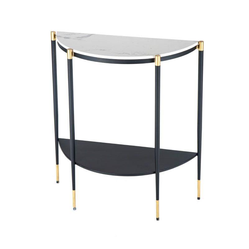 Tavolino console in marmo glam mezza luna 4 gambe accento tavolo per hall