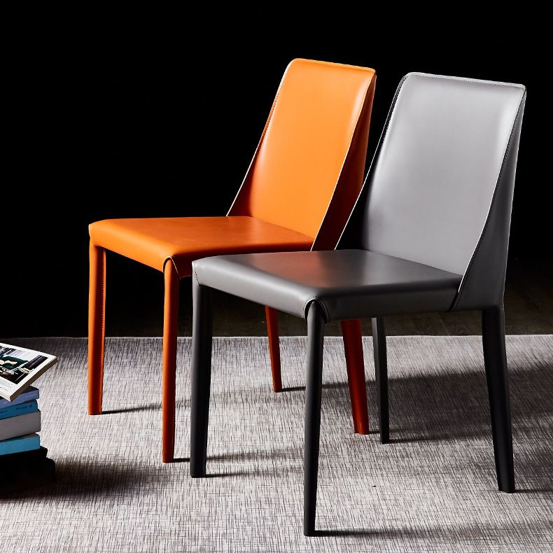 Solid Back Chair Contemporary Modern Leather Indoor-Outdoor Side Chair Clearhalo 'Dining Chairs' 'Dining Tables & Seating' 'dining_chair' 'furn' 'furn_dining_chair' 'Furniture' 'Kitchen & Dining Furniture' 1200x1200_6d569ff5-b08b-4bd5-8cac-0a7617e5838c