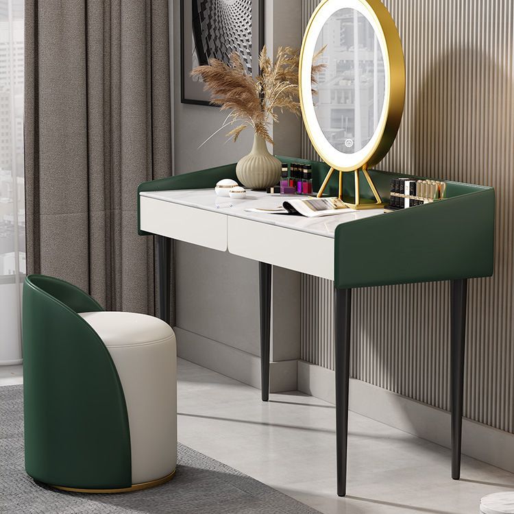 29,52 "altezza tavolo da trucco a 2 cassetti moderno sgabello da vanità in ardesia moderna