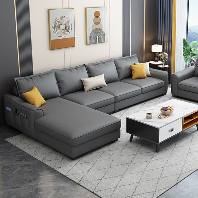 35.4 "H Faux Leder ausgestattetem Armsofa & Chaise für Wohnzimmer