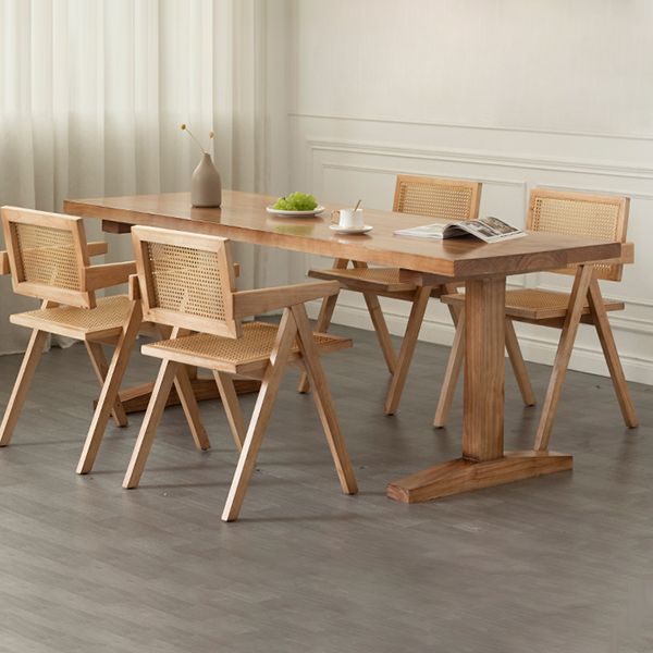Modern Rectangular Dining Table Solid Wood Dining Table with Double Pedestal Clearhalo 'Dining Tables & Seating' 'Dining Tables' 'dining_table' 'furn' 'furn_dining_table' 'Furniture' 'furniture_dining_table' 'Kitchen & Dining Furniture' 'kitchen' 'kitchen_dining_table' 1200x1200_6d59789c-7a17-4a37-bd4f-c0d493eab3ed