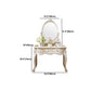 Victorian Mirrored Wood Makeup Dressing Table Stool Set in White