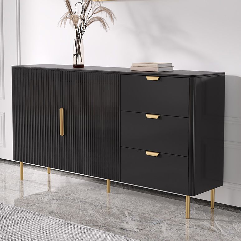 3-Drawer Engineered Wood Sideboard Glam Credenza with Stone Countertop for Living Room Clearhalo 'buffet_sideboard' 'Buffets & Sideboards' 'furn' 'furn_buffet_sideboard' 'Furniture' 'furniture_buffet_sideboard' 'Kitchen & Dining Furniture' 1200x1200_6d5c0e1a-63d2-47bb-9981-eb2cb6d995fb
