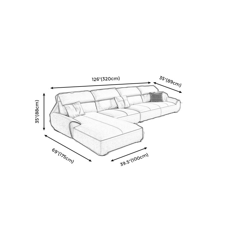 Faux leather High Back Sofa Stain-Resistant Sectional with Flared Arm Clearhalo 'furn' 'furn_sectionals' 'Furniture' 'furniture_sectionals' 'kitchen' 'kitchen_sectionals' 'Living Room Furniture' 'Sectionals' 1200x1200_6d5da1ac-6878-4a64-a24f-28f9c1d14ae3