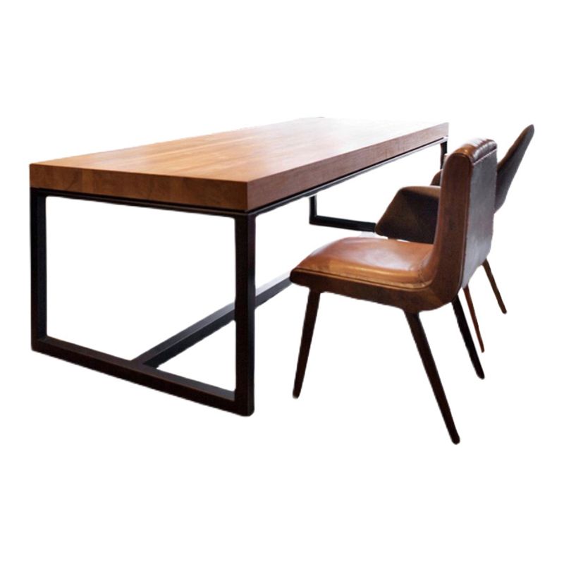 Rectangle Trestle Base Industrial Dining Table Solid Wood Fixed Table Clearhalo ' dining_table' 'Dining Tables & Seating' 'Dining Tables' 'furn' 'furn_dining_table' 'Furniture' 'furniture_dining_table' 'Kitchen & Dining Furniture' 'kitchen&dining_furn' 'kitchen' 'kitchen_dining_table' 1200x1200_6d5fe143-8f35-457d-bc5e-34c7534bc3dd