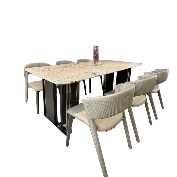 Rectangle Dinner Room Kitchen Table Contemporary Dining Table Clearhalo 'Dining Tables & Seating' 'Dining Tables' 'dining_table' 'furn' 'furn_dining_table' 'Furniture' 'Kitchen & Dining Furniture' 1200x1200_6d6122d3-0ee4-4bfc-8d2f-186db55ce826