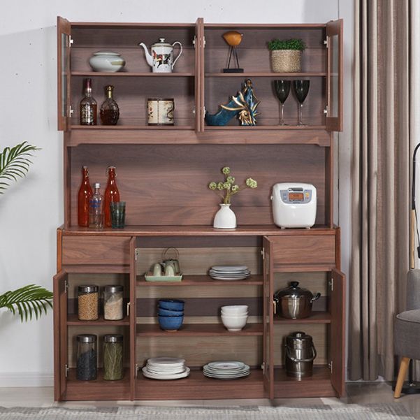 Contemporary Dining Hutch Wood Glass Doors Storage Cabinet for Dining Room Clearhalo 'Display & China Cabinets' 'display_china_cabinets' 'furn' 'furn_display_china_cabinets' 'Furniture' 'Kitchen & Dining Furniture' 1200x1200_6d61db55-2eb0-4acd-97b6-ddff5064c3b7
