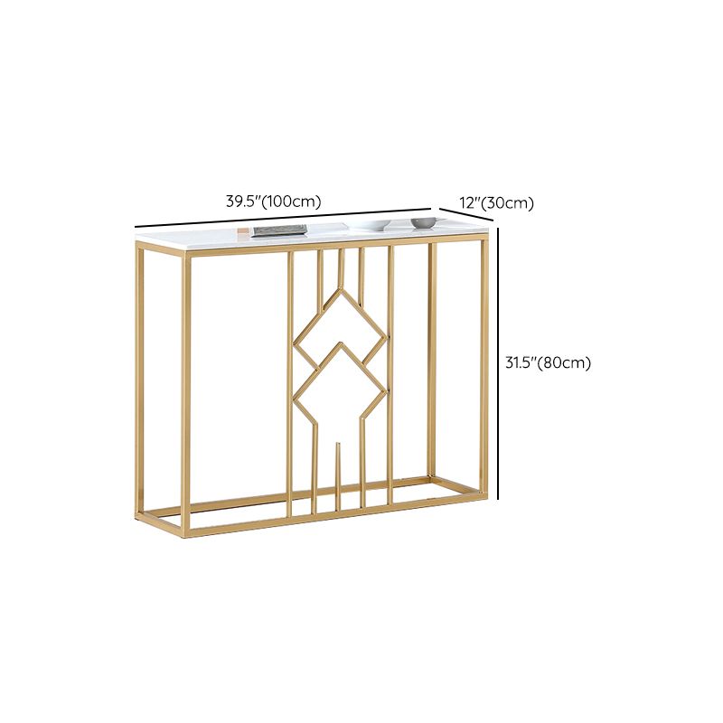 Tavolo console in marmo glam rettangolo bianco tavolo accento per la sala