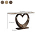 Half Moon Shape Contemporary Console Table Gold Stone Console Sofa Table Clearhalo 'Console Tables' 'console_tables' 'Entry & Mudroom Furniture' 'furn' 'furn_console_tables' 'Furniture' 1200x1200_6d633761-8ebb-4a44-be7b-10f44eb737db