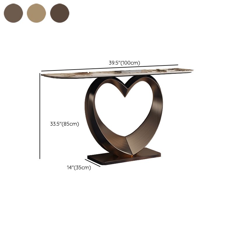 Half Moon Shape Contemporary Console Table Gold Stone Console Sofa Table Clearhalo 'Console Tables' 'console_tables' 'Entry & Mudroom Furniture' 'furn' 'furn_console_tables' 'Furniture' 1200x1200_6d633761-8ebb-4a44-be7b-10f44eb737db