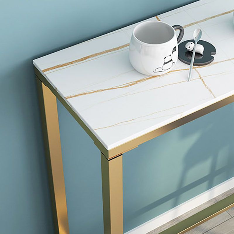 Glam Rectangle Stone Pub Bar Table Indoor Gold Iron Bar Dining Table with Trestle Pedestal Clearhalo 'Bar Furniture' 'Bar Tables' 'bar_tables' 'furn' 'furn_bar_tables' 'Furniture' 'furniture_bar_tables' 'Kitchen & Dining Furniture' 'kitchen&dining_furn' 'kitchen' 1200x1200_6d674383-eeb3-4f2b-a502-2e3c3feef313