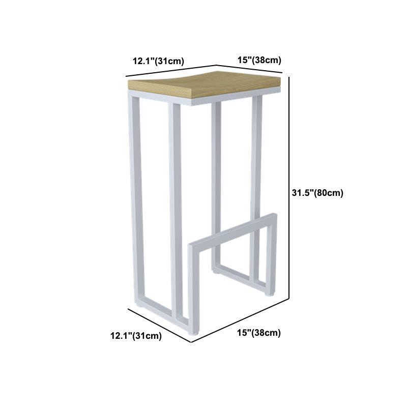 Moderne armloze backless aanrechtkruk IJzeren keukenbalk met houten stoel