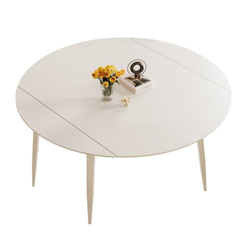 Extendible 1/5/7 piezas muebles de piedra sinterizada juegos de comidas en blanco