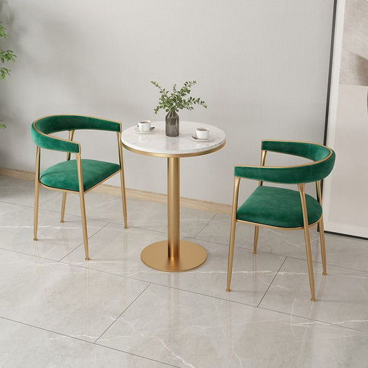 Sedia glam per sala da pranzo gambe oro sedia a braccio di velluto con imbottito