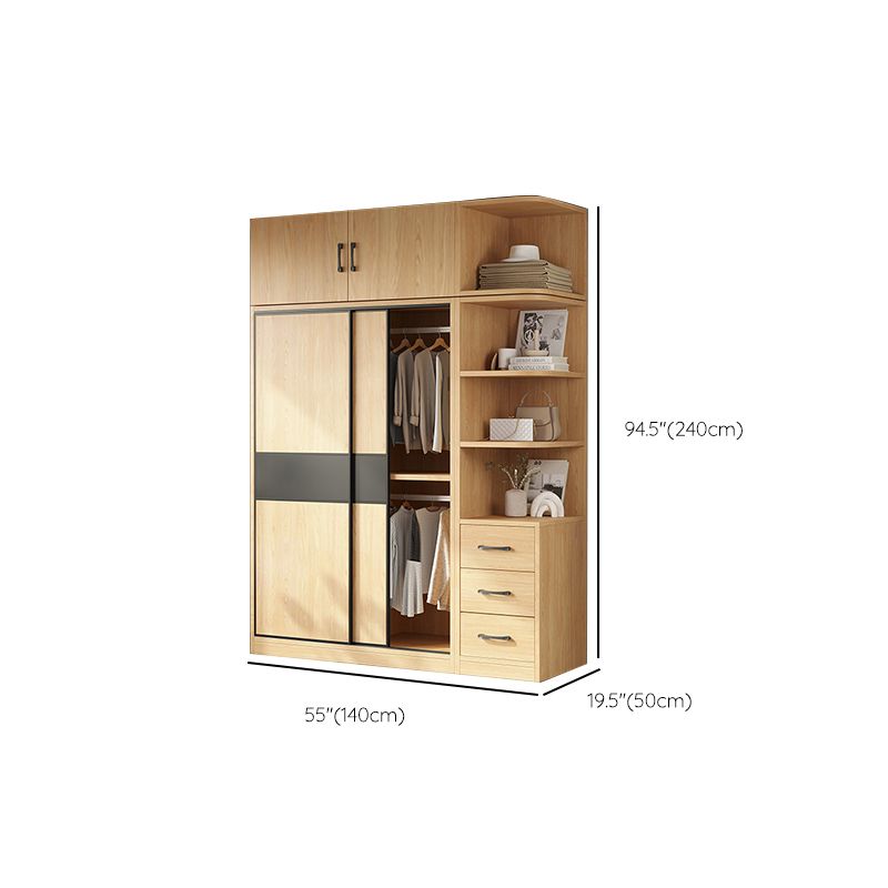 Modern Pine Solid Wood Wardrobe Freestanding Wardrobe with Soft Close Doors Clearhalo 'Armoires & Wardrobes' 'armoires_wardrobes' 'Bedroom Furniture' 'furn' 'furn_armoires_wardrobes' 'Furniture' 1200x1200_6d6a7218-bcaf-4941-9134-8a3d7987cb28