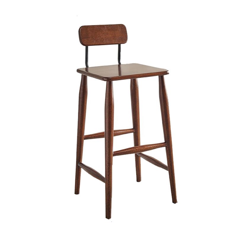 Indoor Solid Wood Bar Stool Low Back Bar Stool with Footrest