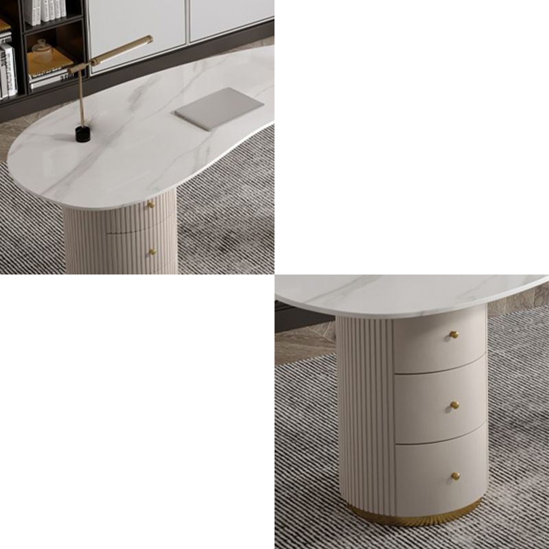 Glam Stone Writing Desk 29.53-inch Tall White Office Desk with Drawers Clearhalo 'furn' 'furn_office_desk' 'Furniture' 'Office Desks' 'Office Furniture' 'office_desk' 1200x1200_6d6b27c0-9afb-4c48-87de-c332766a82e9