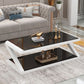 17.7"H Rectangle Glass Coffee Table Steel Abstract Base Cocktail Table with Shelf Clearhalo 'Coffee & Accent Tables' 'Coffee Tables' 'coffee_tables' 'furn' 'furn_coffee_tables' 'Furniture' 'Living Room Furniture' 1200x1200_6d6c0ad4-9af1-43ed-9dfd-12344c3646c8