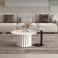 Slate Top Coffee Cocktail Table Modern Round Pedestal Coffee or End Table