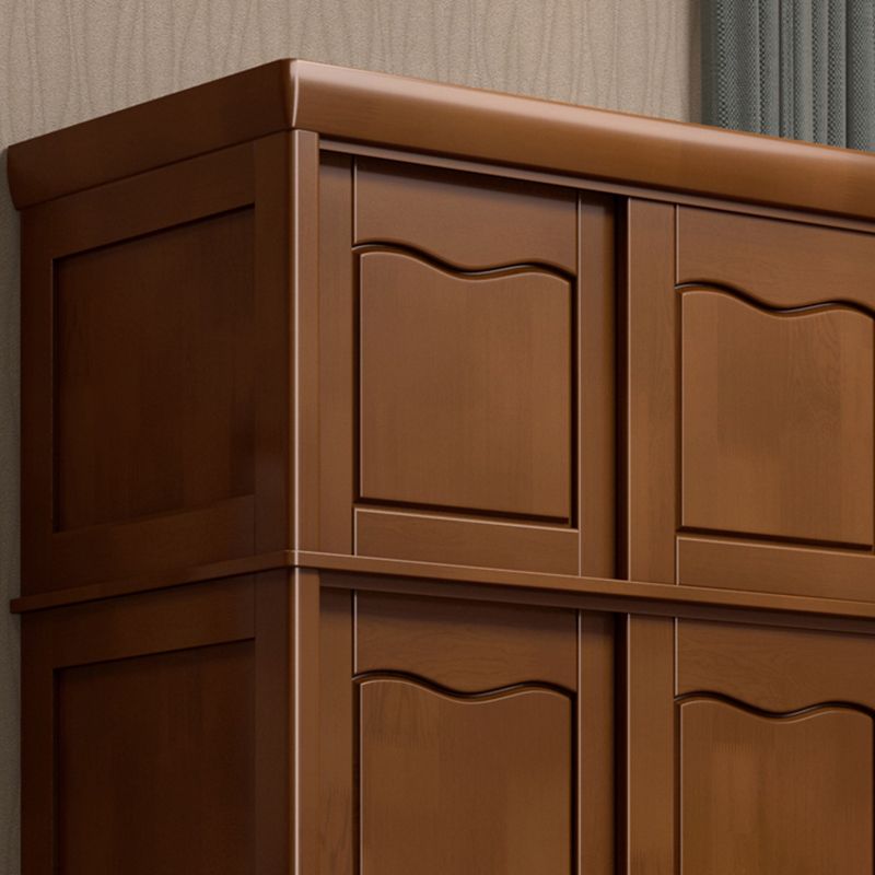 Traditional Sliding Wardrobe Cabinet Rubberwood Wardrobe Armoire Clearhalo 'Armoires & Wardrobes' 'armoires_wardrobes' 'Bedroom Furniture' 'furn' 'furn_armoires_wardrobes' 'Furniture' 1200x1200_6d6d135c-c11a-4c1a-a407-ef87f108d15a