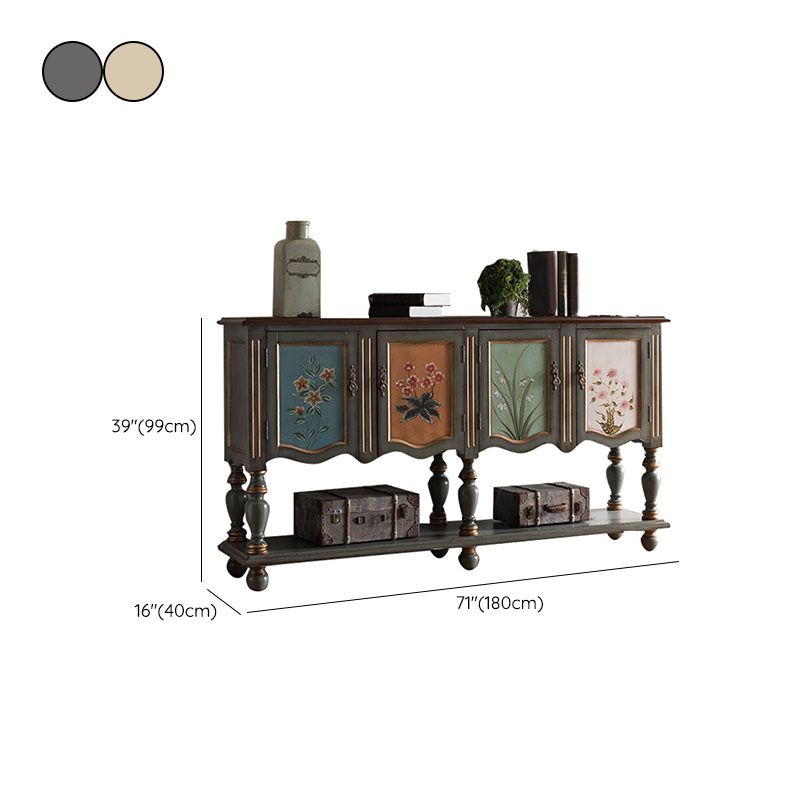 Contemporary Console Table Wood Console Sofa Table in Grey/Champagne