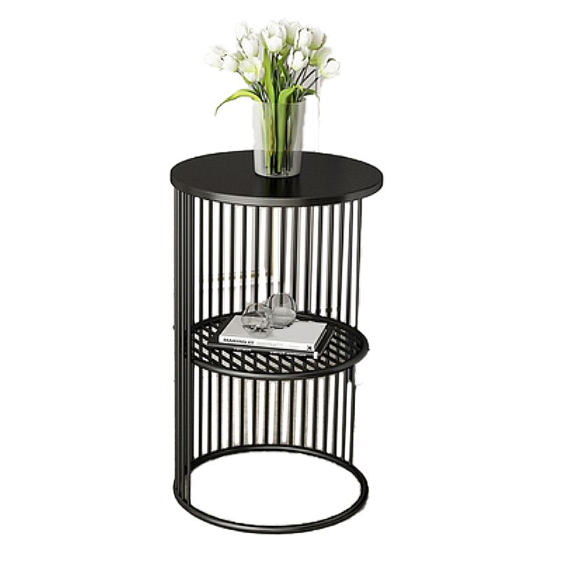 21.65" Tall Mid-century Side End Table Metal Frame Round Sofa Side Accent Table