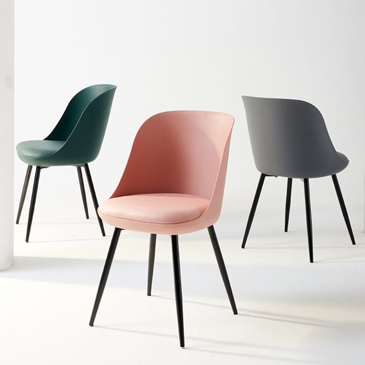 Leather Upholstered Armless Dining Chairs Solid Back Side Chairs with Metal Legs Clearhalo ' kitchen&dining_furn' 'Dining Chairs' 'Dining Tables & Seating' 'dining_chair' 'furn' 'furn_dining_chair' 'Furniture' 'furniture_dining_chair' 'Kitchen & Dining Furniture' 'kitchen' 1200x1200_6d6f2165-2577-409f-ba42-4bf10fcd05ed