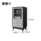 Faux Wood Modern Storage Cabinet Glass Doors Display Cabinet for Living Room, 16"W
