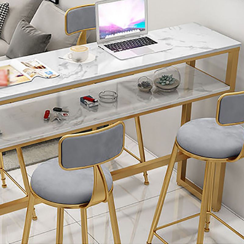 Glam Rectangle Faux Marble Pub Bar Table Gold Iron Bar Dining Table with Trestle Pedestal Clearhalo 'Bar Furniture' 'Bar Tables' 'bar_tables' 'furn' 'furn_bar_tables' 'Furniture' 'furniture_bar_tables' 'Kitchen & Dining Furniture' 'kitchen&dining_furn' 'kitchen' 1200x1200_6d71ed95-bfde-421c-aef9-793fcffb12bb