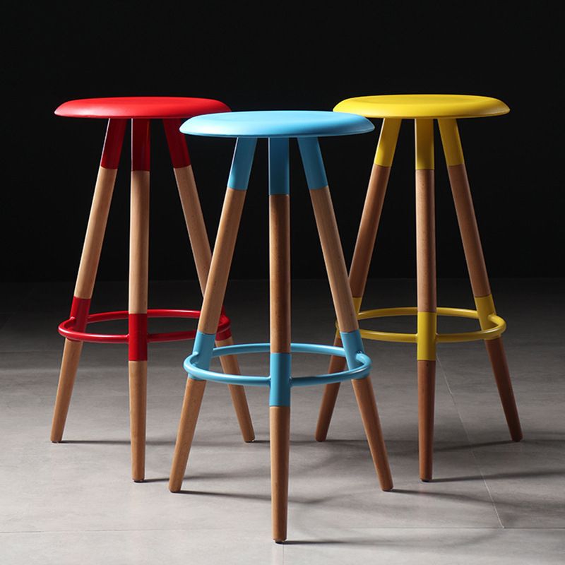 Modern Round Seat Counter Stool Solid Wood Backless Counter-height Stool Clearhalo 'Bar Furniture' 'Bar Stools' 'bar_stools' 'furn' 'furn_bar_stools' 'Furniture' 'Kitchen & Dining Furniture' 1200x1200_6d75e124-5a29-4d54-8146-620c6dd0ebeb