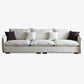 Contemporary Fabric Standard Settee Tuxedo Arm Cushions Sofa