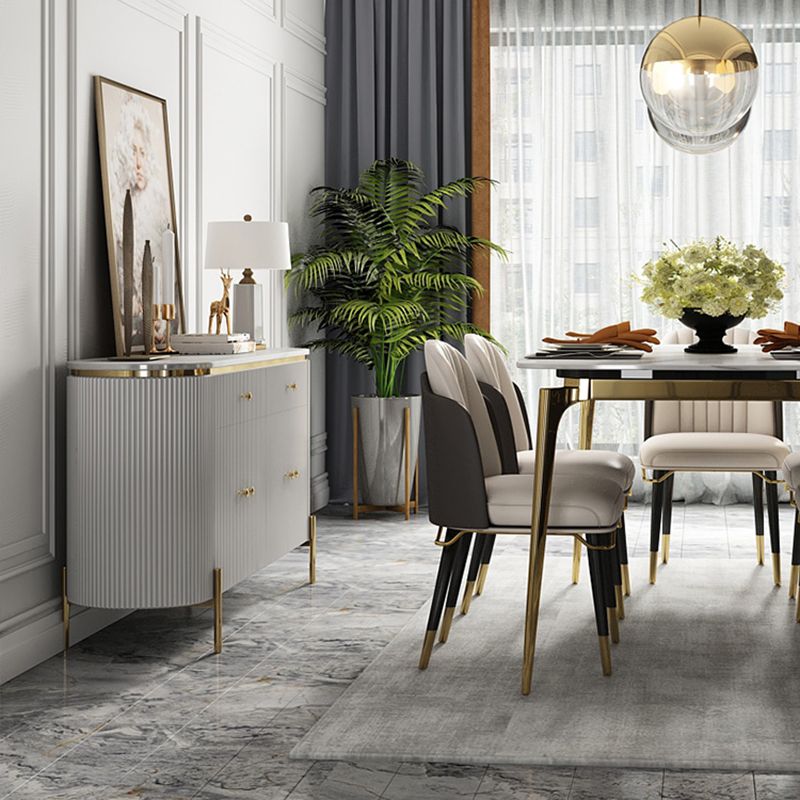 Glam Style Sideboard Buffet Faux Marble Cabinets Buffet Sideboard Clearhalo 'buffet_sideboard' 'Buffets & Sideboards' 'furn' 'furn_buffet_sideboard' 'Furniture' 'Kitchen & Dining Furniture' 1200x1200_6d768a1c-6372-47ce-a74e-a140785b6b45