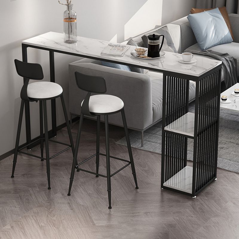 Modern Stone White Counter Set 1/2/3 Pieces Rectangle Storage Table and Stool Set Clearhalo 'Bar Furniture' 'furn' 'furn_home_bar_bar_sets' 'Furniture' 'Home Bars & Bar Sets' 'home_bar_bar_sets' 'Kitchen & Dining Furniture' 1200x1200_6d769001-5cad-4e84-bbf8-3b6c78cfeed2