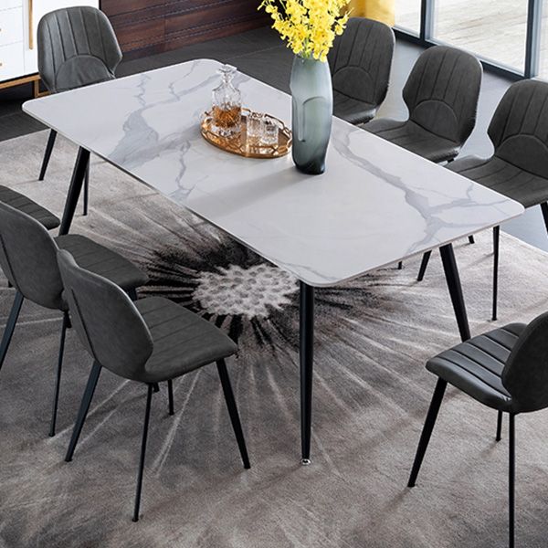 Metal Industrial Rectangle Dining Table Sintered Stone Table with 4 Black Legs Clearhalo ' dining_table' 'Dining Tables & Seating' 'Dining Tables' 'furn' 'furn_dining_table' 'Furniture' 'furniture_dining_table' 'Kitchen & Dining Furniture' 'kitchen&dining_furn' 'kitchen' 'kitchen_dining_table' 1200x1200_6d77aae8-63bd-4599-960d-d77408cbee89