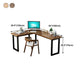Solid Wood Industrial Office Desk L-Shape Fixed Writing Table