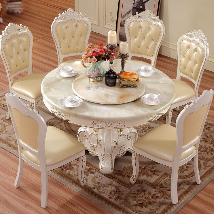 Table à manger piédestal à table ronde victorienne en bois massif pour la maison