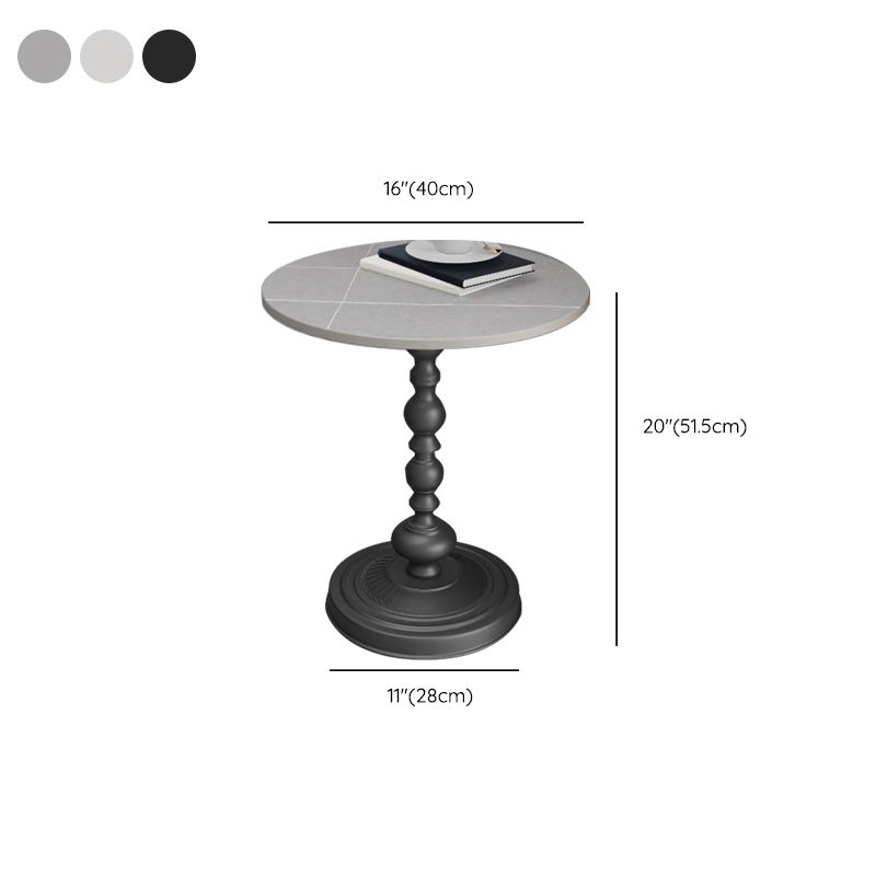 Modern Slate Round Side End Table Metal Pedestal Sofa Side Table