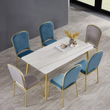 Set da tavolo da pranzo rettangolare glam 1/4/5/7 pezzi dinette set con top in pietra sinterizzata bianca