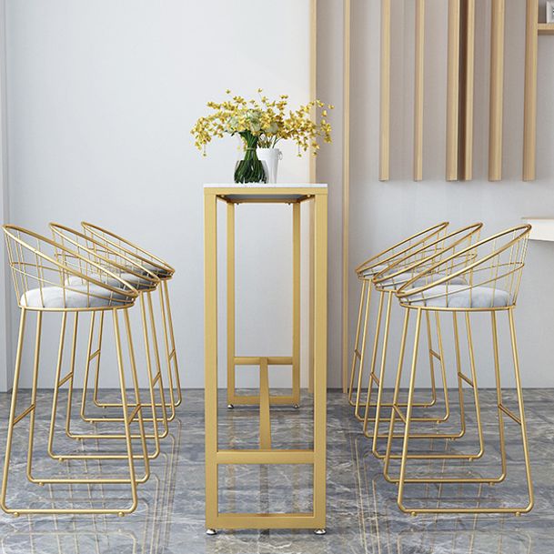 White Glam Style Bar Table in Iron Top and Faux Marble Bar Table, Only Table Clearhalo 'Bar Furniture' 'Bar Tables' 'bar_tables' 'furn' 'furn_bar_tables' 'Furniture' 'furniture_bar_tables' 'Kitchen & Dining Furniture' 1200x1200_6d7d1065-99ca-4438-bce6-b1eb4c84d7ed