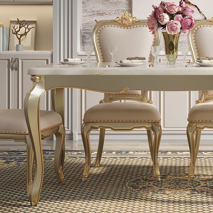 Traditional Luxury Style Dining Table 4 Legs Base Rectangle Table for Home Clearhalo ' dining_table' 'Dining Tables & Seating' 'Dining Tables' 'furn' 'furn_dining_table' 'Furniture' 'furniture_dining_table' 'Kitchen & Dining Furniture' 'kitchen&dining_furn' 'kitchen' 'kitchen_dining_table' 1200x1200_6d7db3ba-797b-4f76-beac-154d303bff90