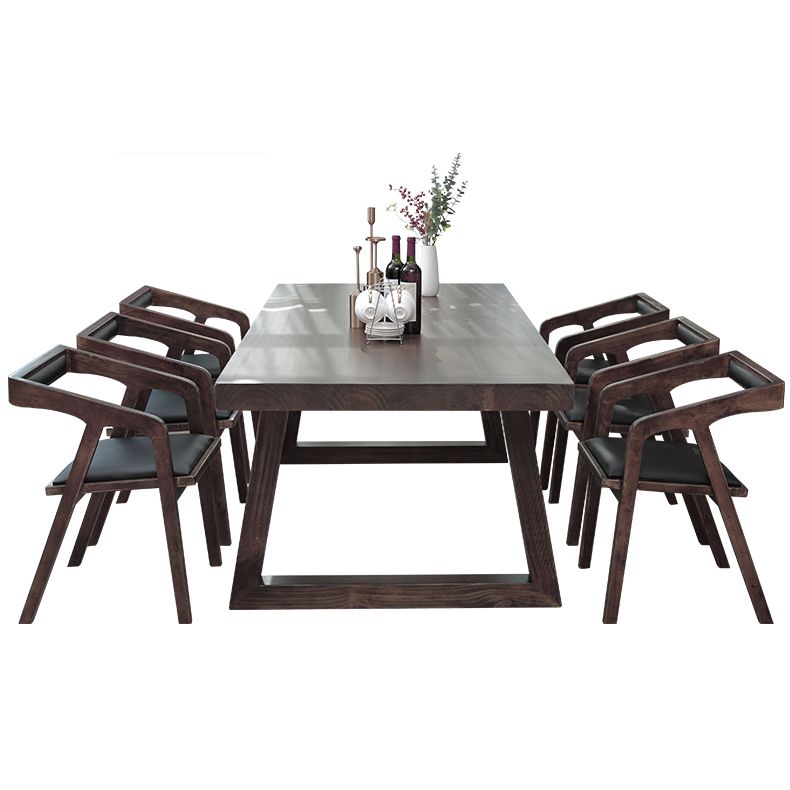 Contemporary Solid Wood Dining Table Set Rectangle Shape Standard Dining Set in Brown Clearhalo 'Dining Room Sets' 'Dining Tables & Seating' 'dining_room_set' 'furn' 'furn_dining_room_set' 'Furniture' 'furniture_dining_room_set' 'Kitchen & Dining Furniture' 'kitchen&dining_furn' 'kitchen' 1200x1200_6d7f9e05-117e-4321-a397-267bf8c942ad