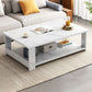 Modern Style Rectangular Wooden Table 4 Legs Base with Storage Rack Coffee Table