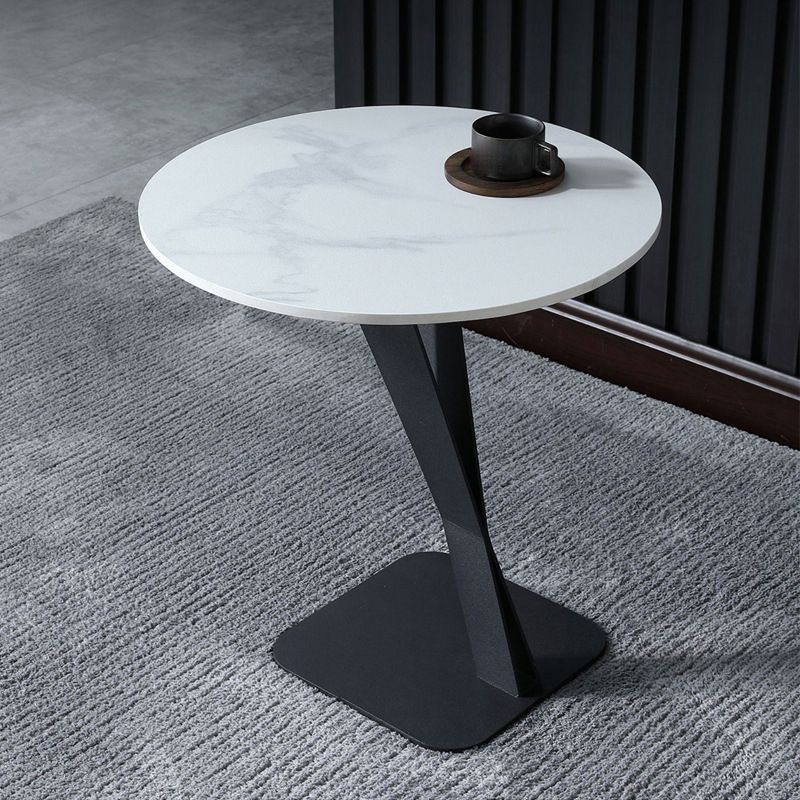 Pedestal Base Design Black Metal White/white Gold/black SLATE Top Round Side Table Clearhalo 'Coffee & Accent Tables' 'End & Side Tables' 'end_side_tables' 'furn' 'furn_end_side_tables' 'Furniture' 'Living Room Furniture' 1200x1200_6d838a50-f4bd-4b3a-9bd4-3474187a8482