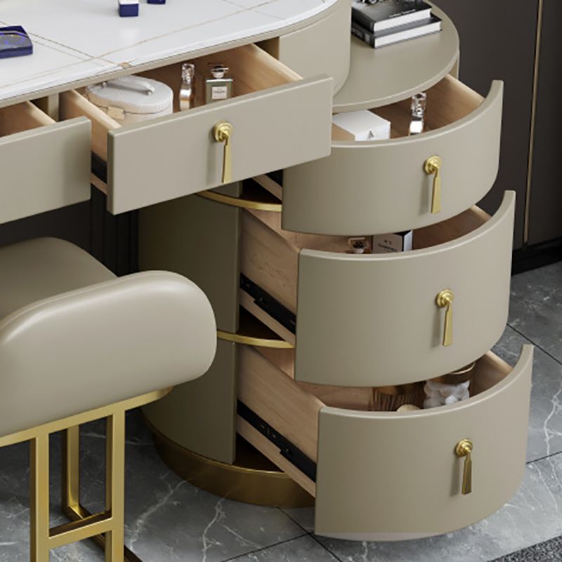 Tavoli da vanità in pietra 23.62 "tavolo da trucco largo con 5 cassetti