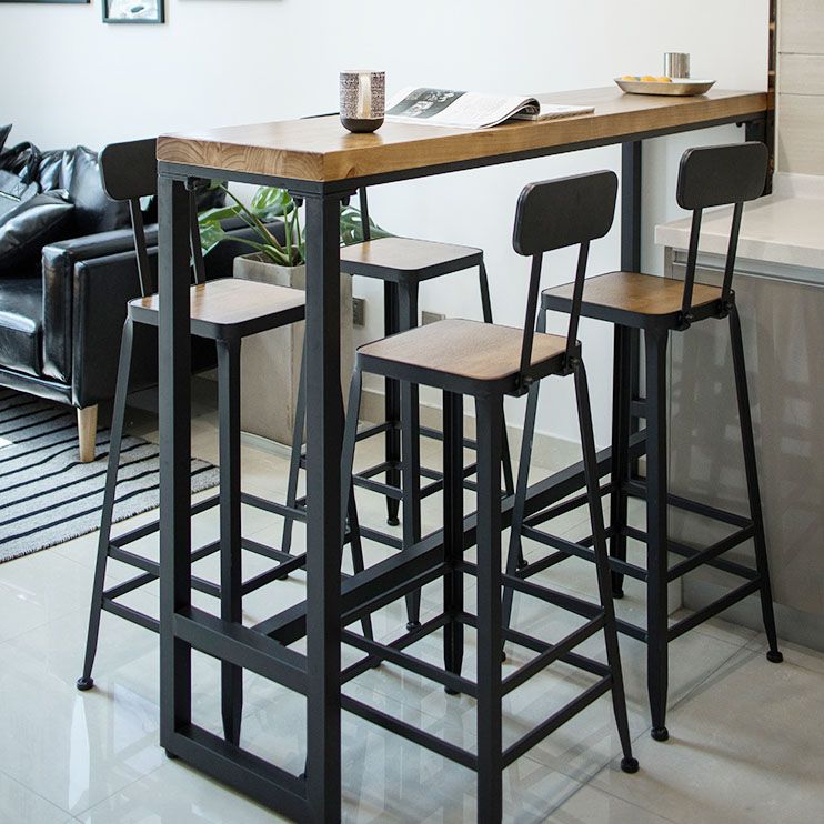 Tavolo da bar in legno massiccio naturale in legno massiccio tavolo da pub in metallo industriale