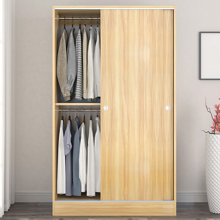 Contemporary Style Wardrobe Wood 2 Doors Wardrobe Closet for Bedroom