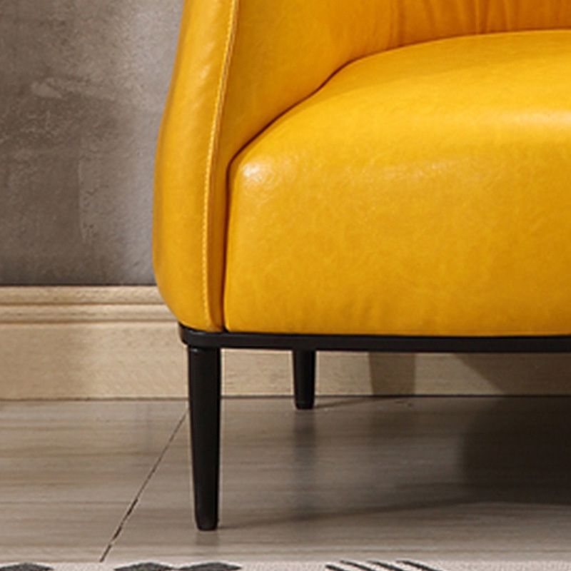 31"Wide Modern Faux Leather Sloped Arms Barrel Chair with Basic Four Legs Clearhalo 'Accent Chairs' 'accent_chairs' 'Chairs & Seating' 'Furniture' 'furniture_accent_chairs' 'Living Room Furniture' 1200x1200_6d8e0569-467b-438e-a672-1137d73866b7