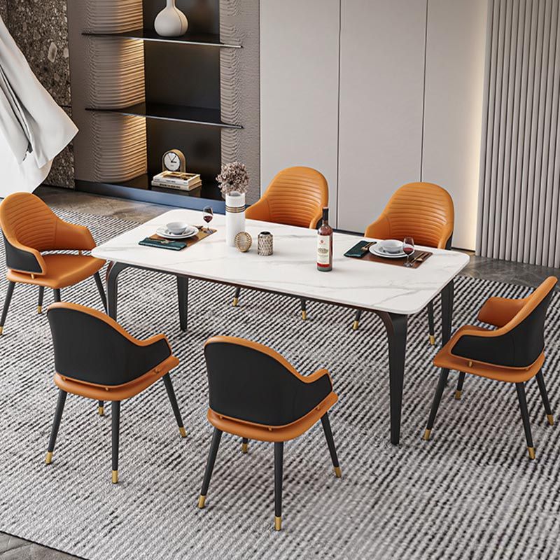 Black Iron 4 Legs Dining Site Table Industrial Stone Top Rectangle Dining Table Clearhalo 'Dining Tables & Seating' 'Dining Tables' 'dining_table' 'furn' 'furn_dining_table' 'Furniture' 'furniture_dining_table' 'Kitchen & Dining Furniture' 1200x1200_6d8f0706-f977-4d84-b2fc-5d99c38e4340